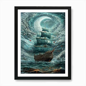 Ship In The Night Sky 1 Art Print