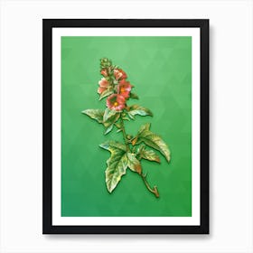 Vintage Tree Mallow Botanical Art on Classic Green n.0063 Art Print