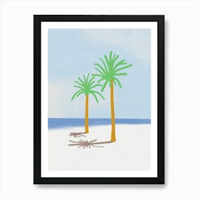 Palm Trees shadow On The Beach Art Print