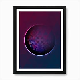 Geometric Neon Glyph on Jewel Tone Triangle Pattern 327 Art Print