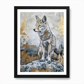 Coyote Precisionist Illustration 1 Art Print