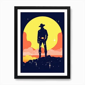 Cowboy Silhouette, minimalism art Art Print