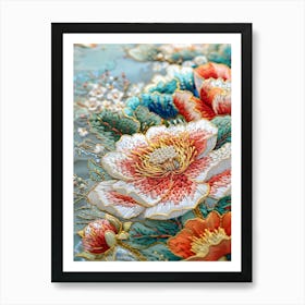 Embroidered Flowers 28 Art Print