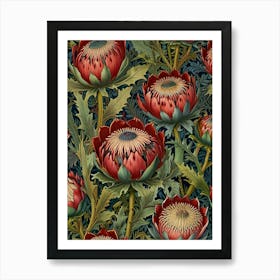 William Morris Red Proteas Art Print