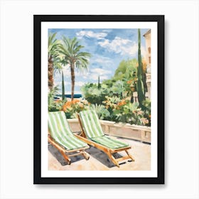 Sun Lounger By The Pool In Mallorca Spain Art Print