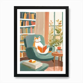 Cat Reading A Book Art Print