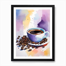 Coffee And Coffee Beans 3 Art Print