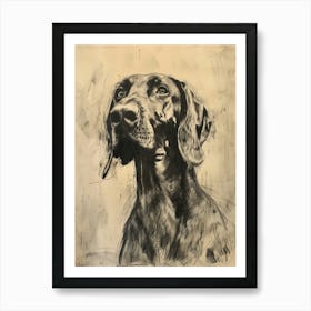 Bluetick Hound Dog Charcoal Line 1 Art Print