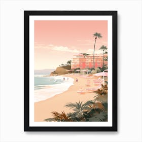 An Illustration In Pink Tones Of Palm Beach Sydney Australia 4 Art Print