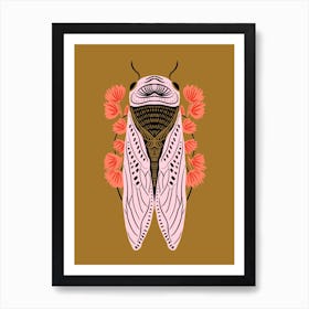 Folk Cicada with flowers Art Print