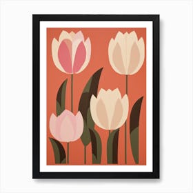 Tulips Flower Big Bold Illustration 2 Art Print