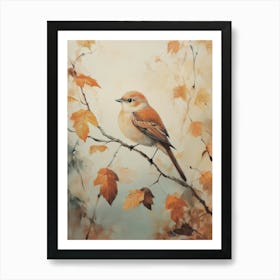 Autumn Bird on Tree Branches Art Print