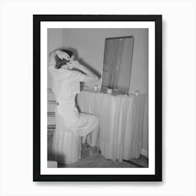 Wife Of Member Of The Casa Grande Valley Farms Sitting In Front Of Dressing Table In Her Home, Pinal County, Arizo Art Print