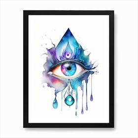 Chakra Series, Symbol, Third Eye Watercolour 2 Art Print