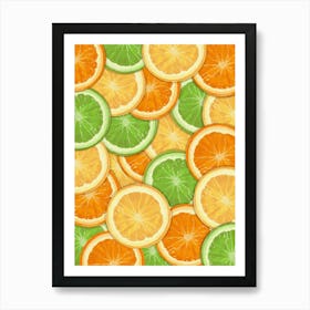 Orange Slices Seamless Pattern Art Print