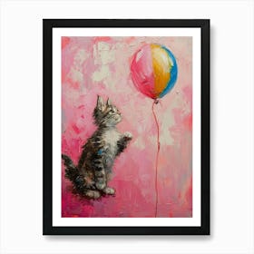Cute Cat 5 With Balloon Art Print