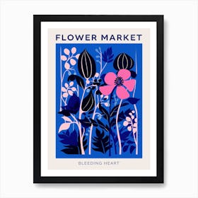 Blue Flower Market Poster Bleeding Heart Dicentra 2 Art Print