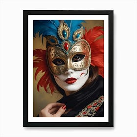 A Woman In A Carnival Mask (25) Art Print