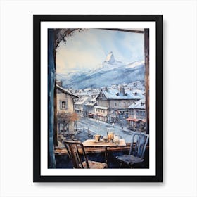 Winter Cityscape Chamonix France 3 Art Print