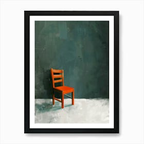 Chair on green wall Art Print