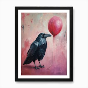 Cute Raven With Balloon Art Print