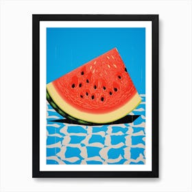 Watermelon Blue Checkerboard 2 Art Print