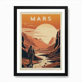 Mars, colony, astronaut — Vintage space poster, retro space art, retrofuturism, retro sci-fi 1 Art Print