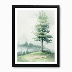 Juniper Tree Atmospheric Watercolour Painting 3 Art Print