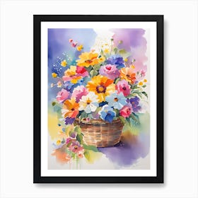 Basket Of Flowers 5 Art Print