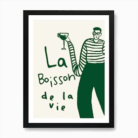 French Wine Quote Print In Green Art Print