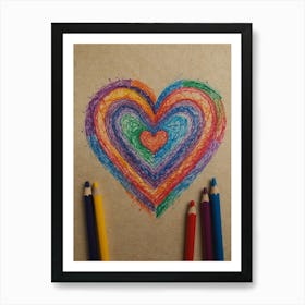 Heart With Colored Pencils 4 Art Print