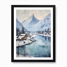 Vintage Winter Painting Banff Canada 1 Art Print