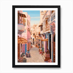 Tangier Morocco 1 Vintage Pink Travel Illustration Art Print