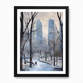 Winter City Park Painting Central Park New York City 1 Art Print