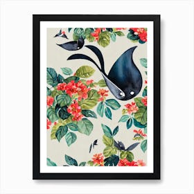 Manta Ray Vintage Graphic Watercolour Art Print