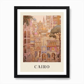 Cairo Egypt 2 Vintage Pink Travel Illustration Poster Art Print