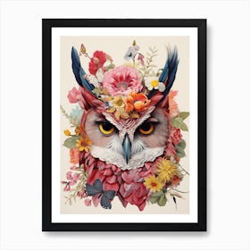 Bird With A Flower Crown Eastern Screech Owl 2 Art Print