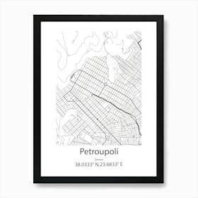 Petroupoli,Greece Minimalist Map Art Print