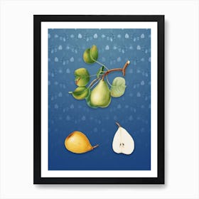 Vintage Pear Botanical on Bahama Blue Pattern n.1333 Art Print