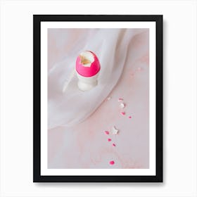 Pink Egg On A White Surface Art Print