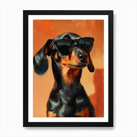 Dachshund In Sunglasses.Generated AI. Art Print 2 Affiche