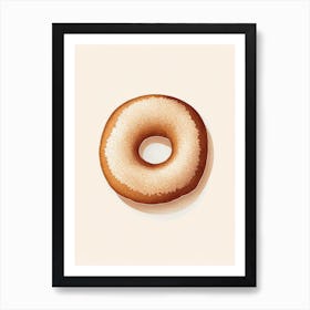 Cinnamon Sugar Donut Dessert Retro Minimal Flower Art Print