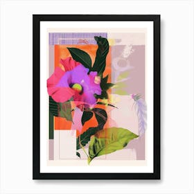 Statice 4 Neon Flower Collage Art Print