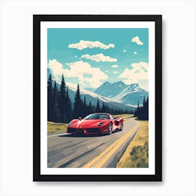 A Ferrari Enzo Car In Icefields Parkway Flat Illustration 2 Art Print