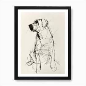 Minimalist Labrador Dog Charcoal Line 2 Art Print