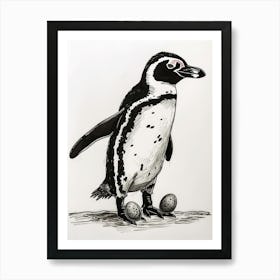 African Penguin Balancing Eggs 2 Art Print