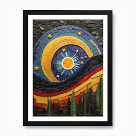 Sun And The Stars Mosaic Style Art Print