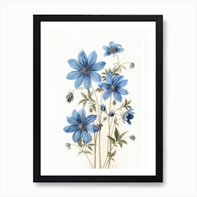 Farmhouse Blue White Flowers Art Print