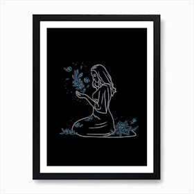 Woman Holding Flowers Art Print