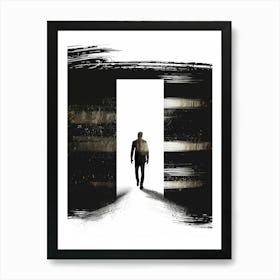 Man Walking Through An Open Door Art Print